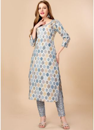 Multicolor Cotton Kurta Set In Digital Print