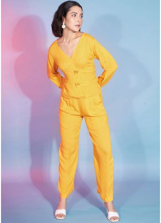 Yellow Co-ord Set In Viscose