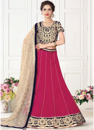 Pink Art Silk Lehenga Choli With Dupatta