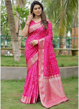 Pink Zari Woven Saree In Dola Silk