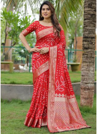 Red Zari Woven Saree In Dola Silk